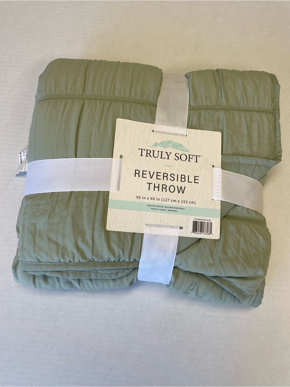 NEW 50x60 Green Lightweight Truly Soft Reversible Throw Flawed Machine Washable